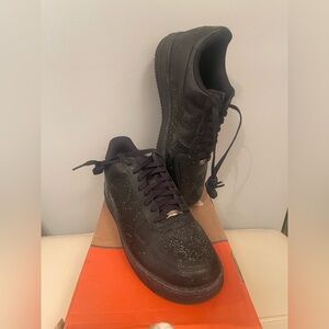 New Size 9.5 - Mens Nike Black Sneakers Glitter AirForce 1 New With Box